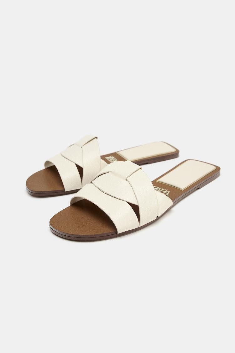 CROSSOVER FLAT LEATHER SANDALS