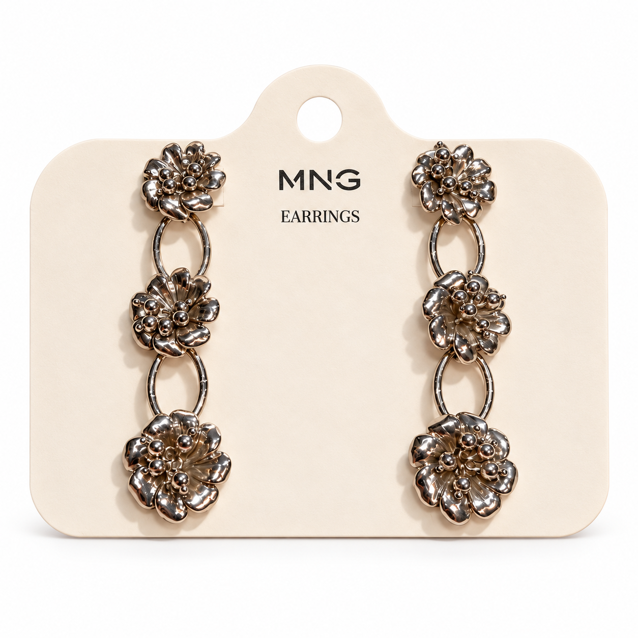 Elegant MNG silver-tone drop earrings