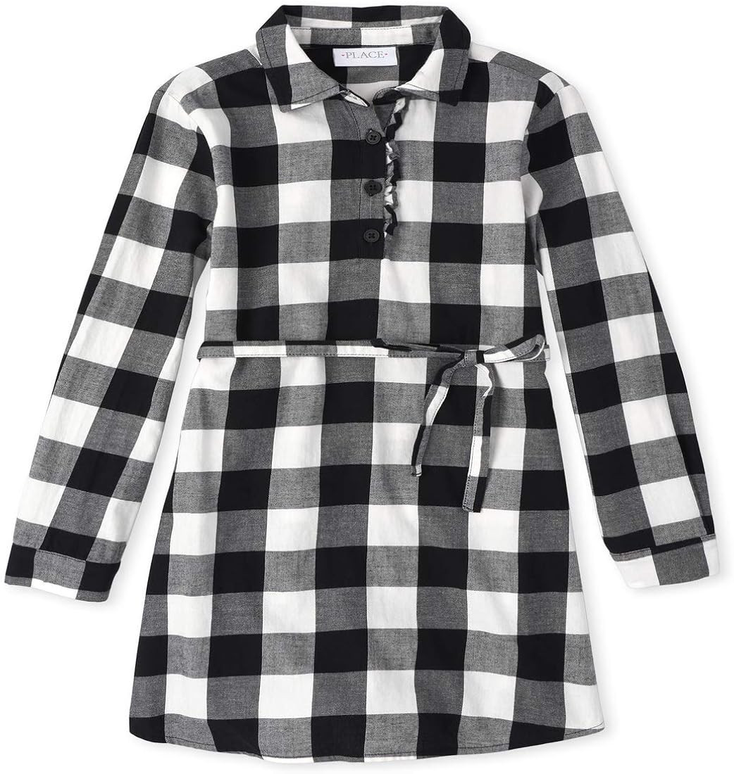 The Children's Place Women's Fall Plaid Long Sleeve Dress