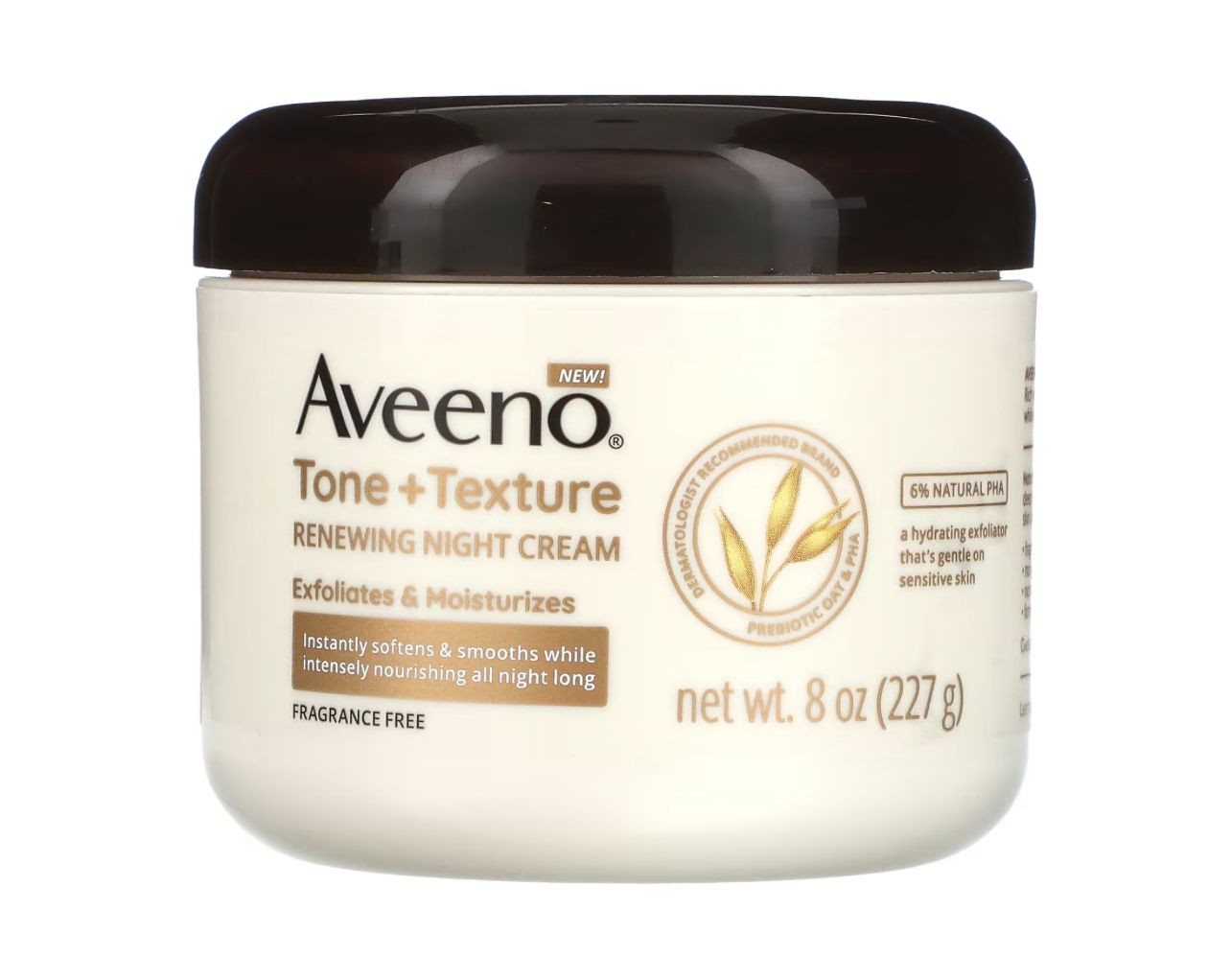 Aveeno Tone + Texture Renewing Night Cream, Fragrance Free, 8 oz (227 g