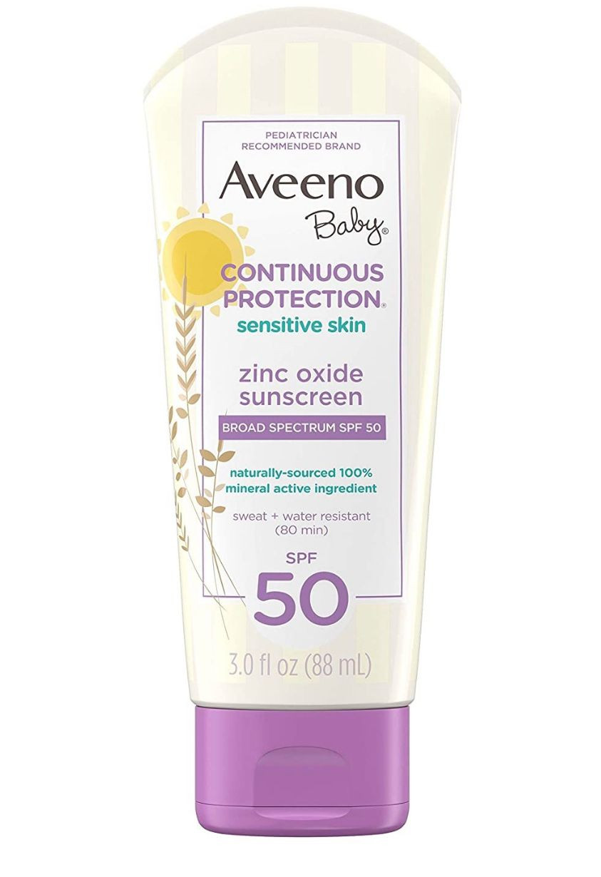 Aveeno Baby Continuous Protection Sensitive Skin Lotion Zinc Oxide Sunscreen Broad Spectrum SPF 50