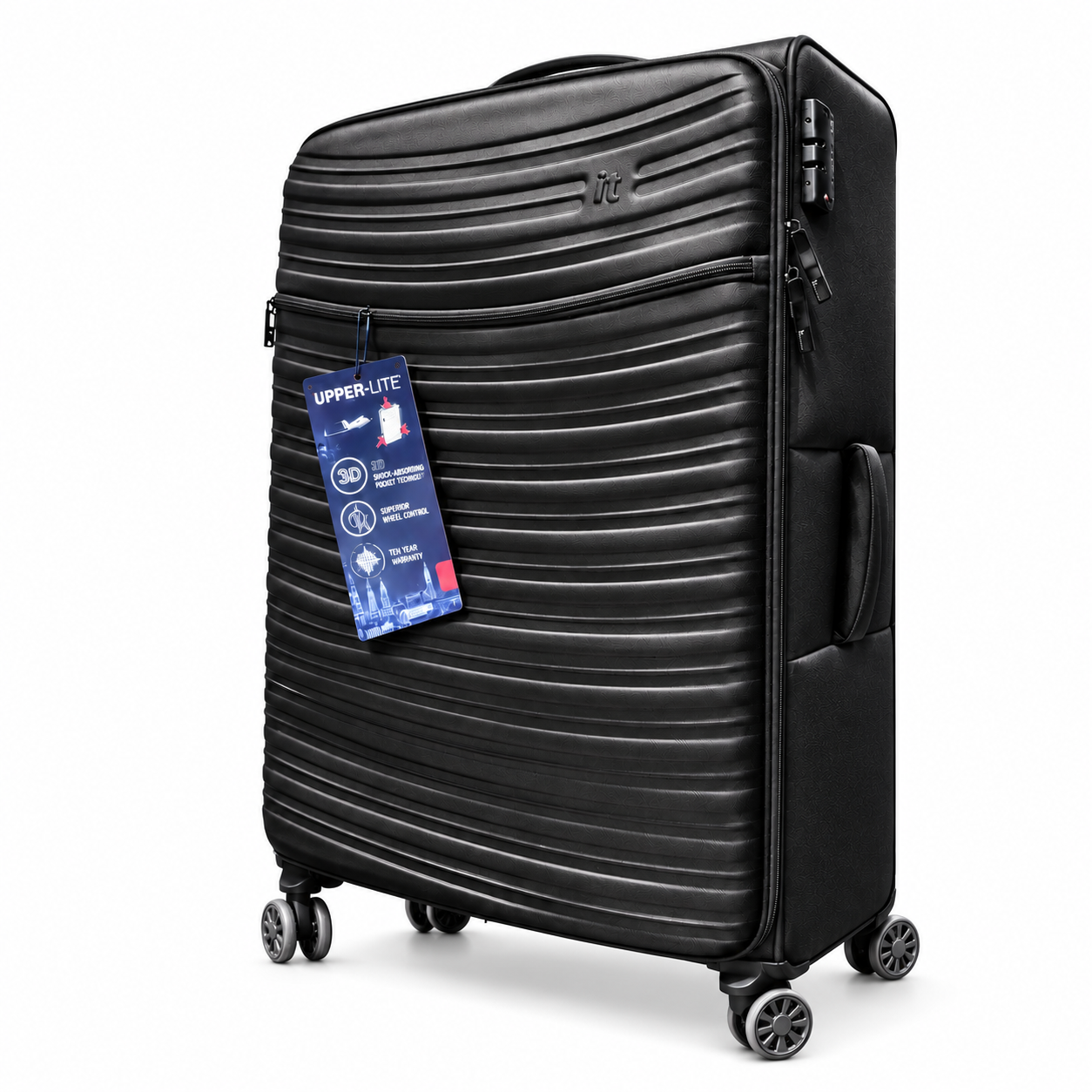 IT Luggage large black travel suitcase